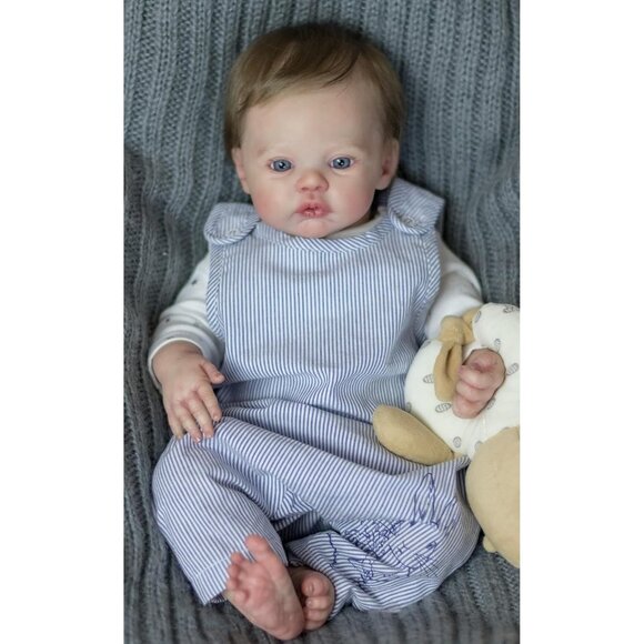 🆕18 inch Soft Vinyl Body Newborn Baby Doll Meadow Boy with Blue Eyes Baby - Picture 3 of 7